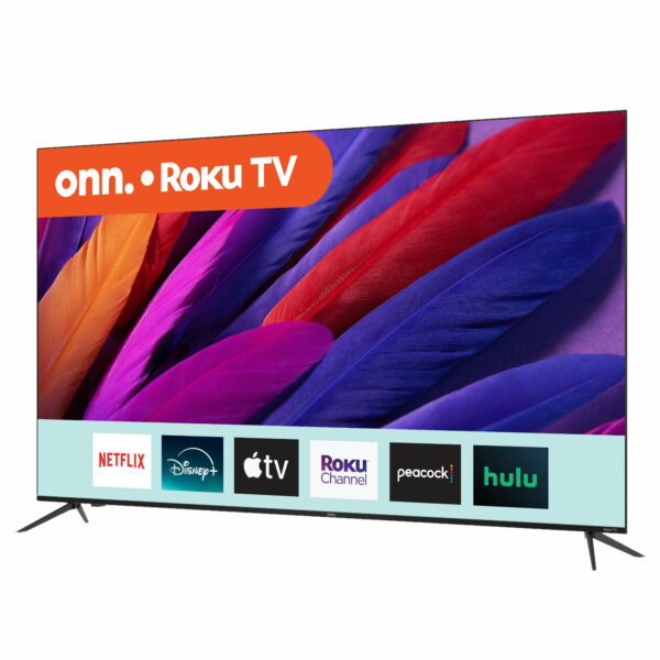 Refurbished 75” Onn. 4K UHD LED Roku Smart TV with Stand and Remote - Image 2